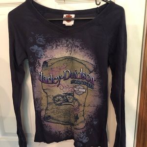 Long Sleeve Navy Harley Davidson Tee!